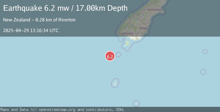 Map of OFF W. COAST OF S. ISLAND, N.Z.