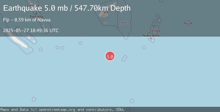 Map of SOUTH OF FIJI ISLANDS
