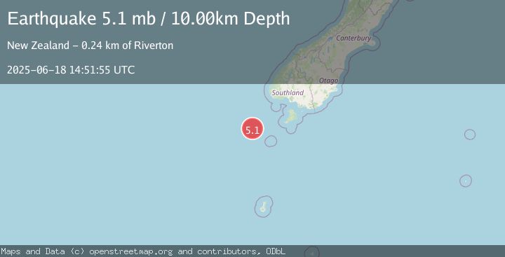 Map of OFF W. COAST OF S. ISLAND, N.Z.