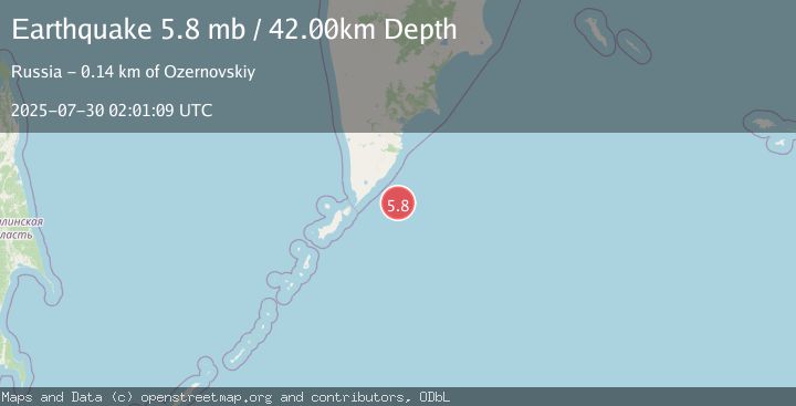 Map of EAST OF KURIL ISLANDS