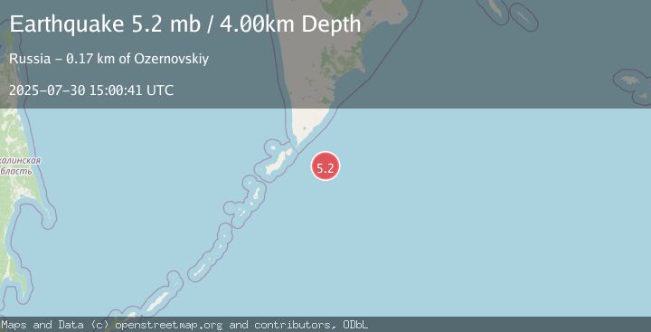 Map of EAST OF KURIL ISLANDS