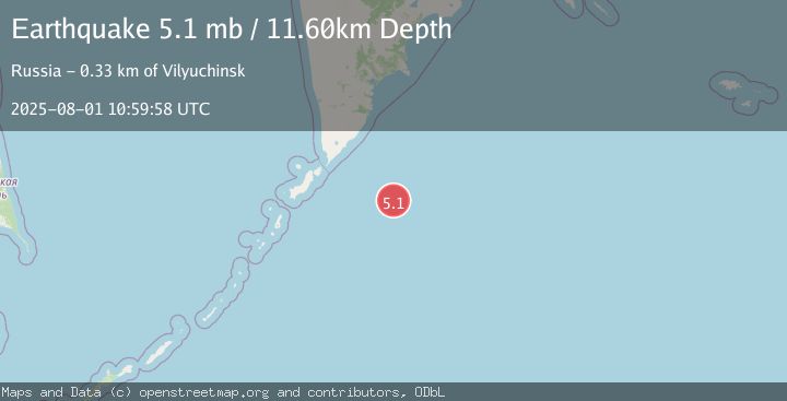 Map of EAST OF KURIL ISLANDS