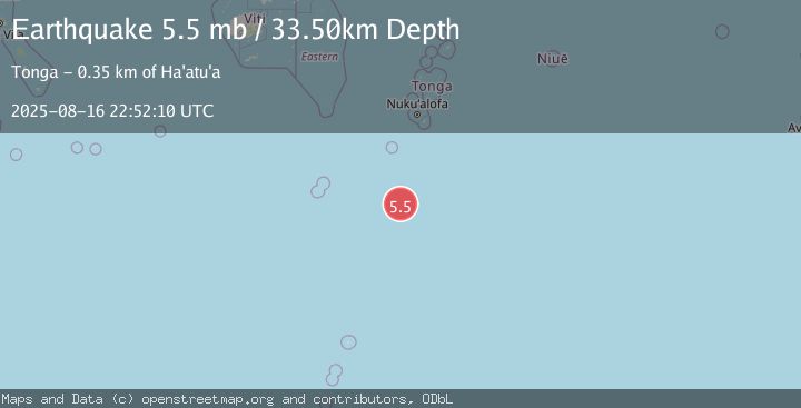 Map of SOUTH OF TONGA