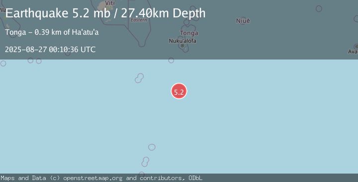Map of SOUTH OF TONGA