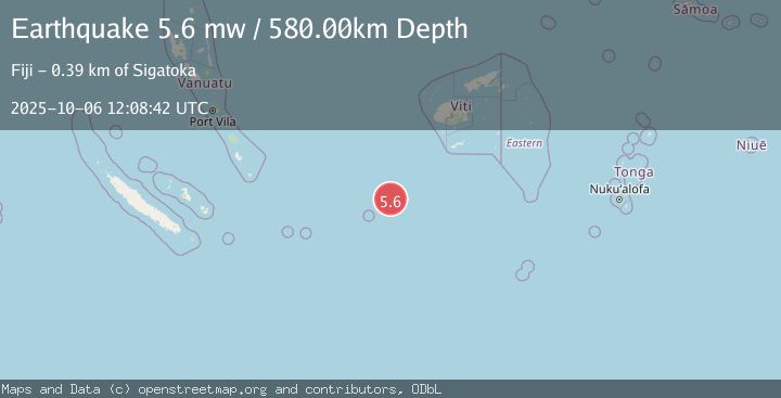 Map of SOUTH OF FIJI ISLANDS