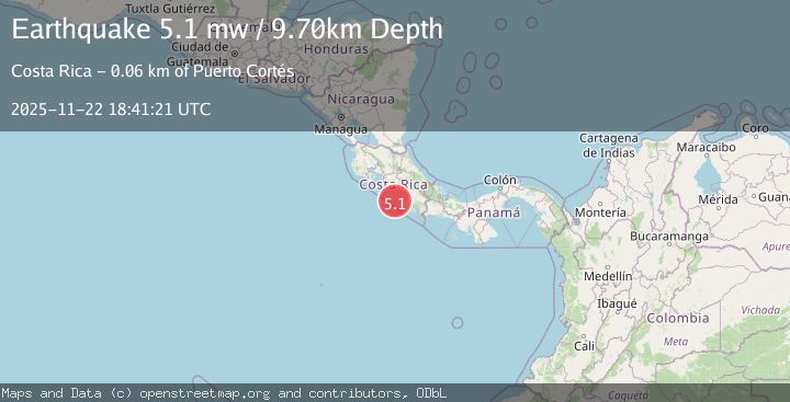 Map of OFF COAST OF COSTA RICA