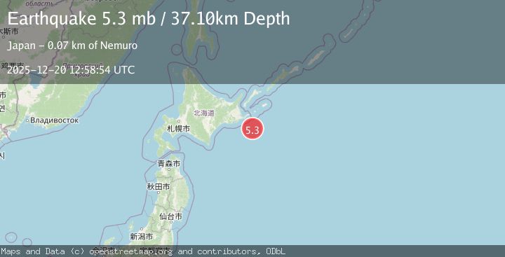 Map of OFF COAST OF HOKKAIDO, JAPAN