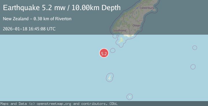 Map of OFF W. COAST OF S. ISLAND, N.Z.
