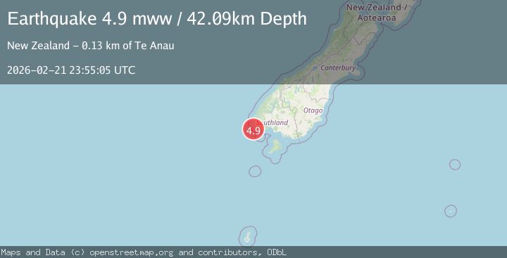 Map of OFF W. COAST OF S. ISLAND, N.Z.