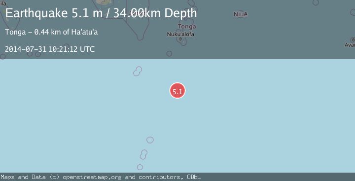 Map of SOUTH OF TONGA