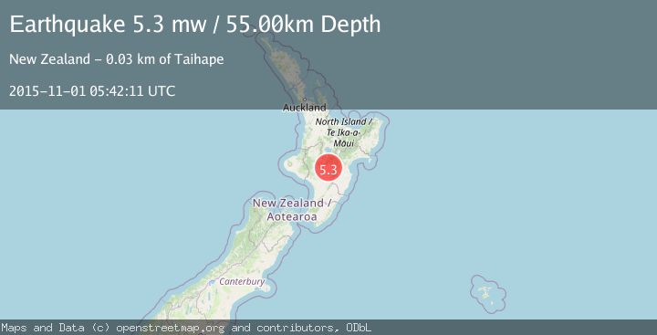 Map of NORTH ISLAND OF NEW ZEALAND