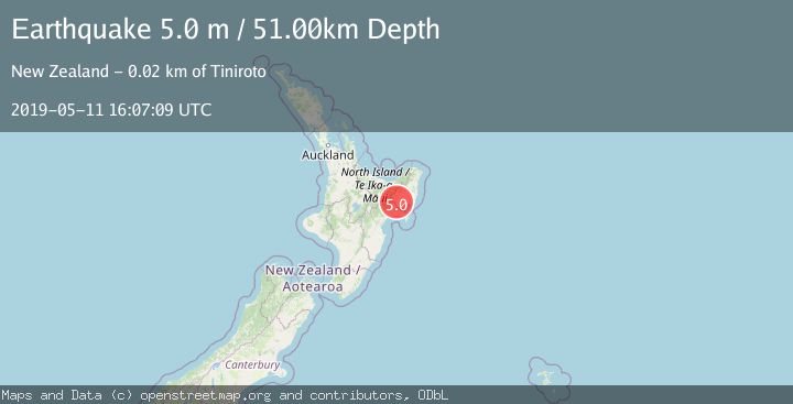 Map of NORTH ISLAND OF NEW ZEALAND