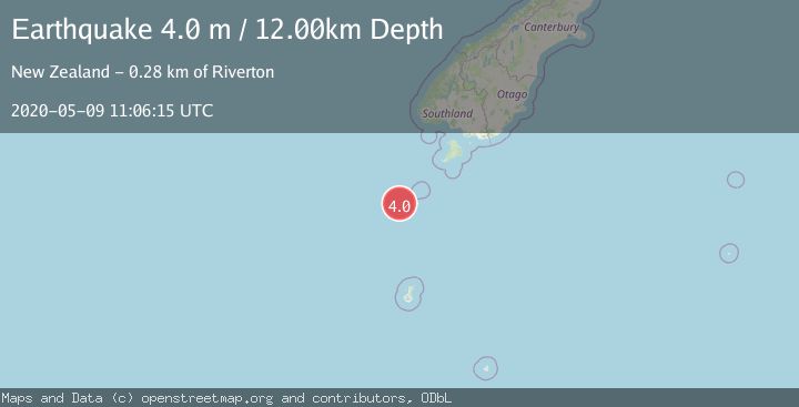 Map of OFF W. COAST OF S. ISLAND, N.Z.