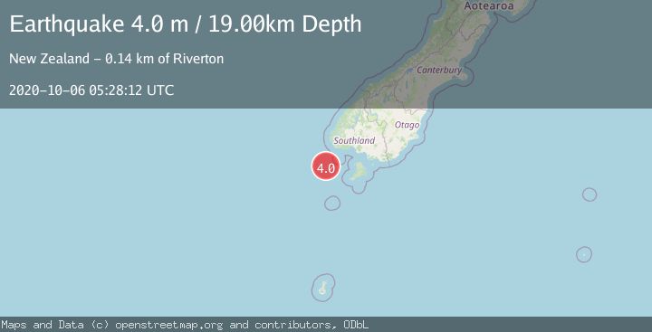 Map of OFF W. COAST OF S. ISLAND, N.Z.