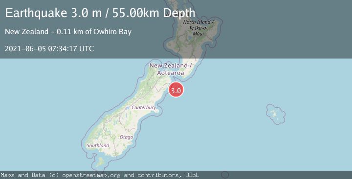 Map of OFF E. COAST OF S. ISLAND, N.Z.