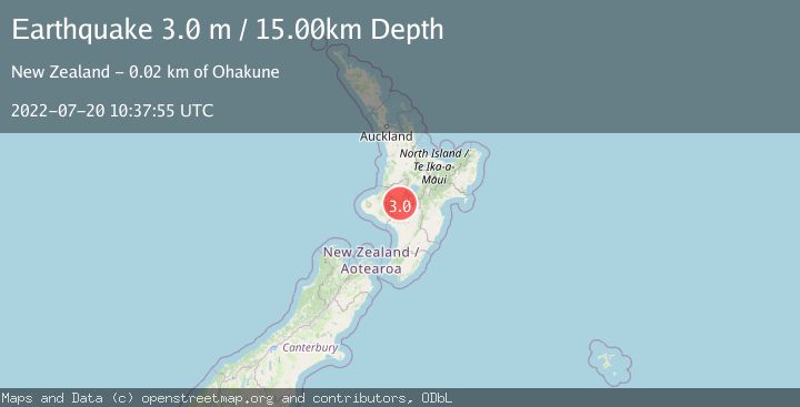 Map of NORTH ISLAND OF NEW ZEALAND