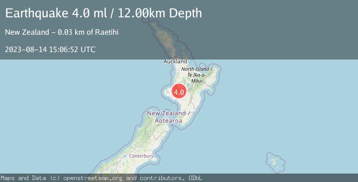 Map of NORTH ISLAND OF NEW ZEALAND