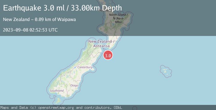 Map of OFF E. COAST OF S. ISLAND, N.Z.
