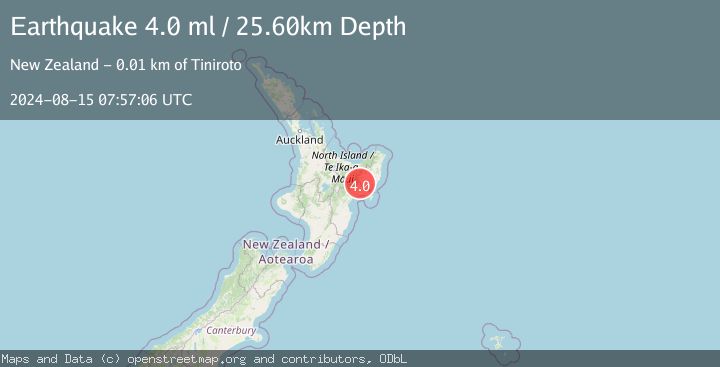 Map of NORTH ISLAND OF NEW ZEALAND