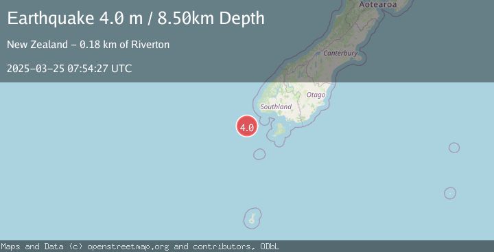 Map of OFF W. COAST OF S. ISLAND, N.Z.