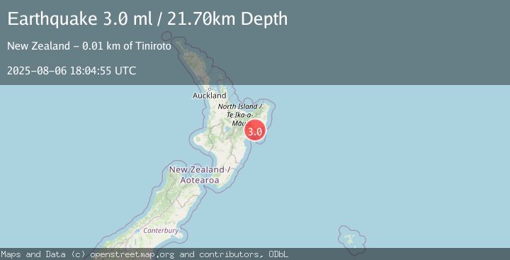 Map of NORTH ISLAND OF NEW ZEALAND