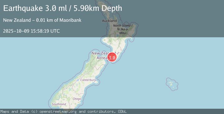 Map of NORTH ISLAND OF NEW ZEALAND