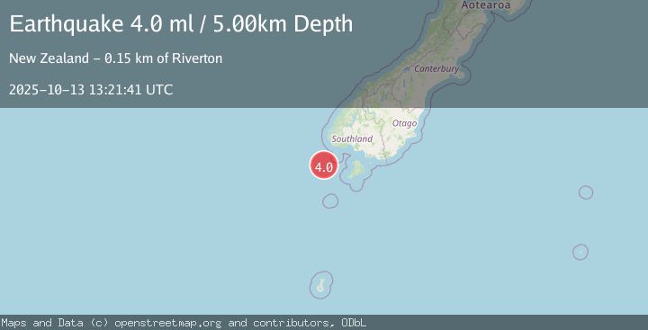 Map of OFF W. COAST OF S. ISLAND, N.Z.