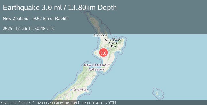 Map of NORTH ISLAND OF NEW ZEALAND