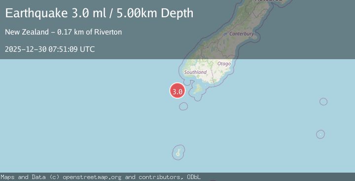 Map of OFF W. COAST OF S. ISLAND, N.Z.