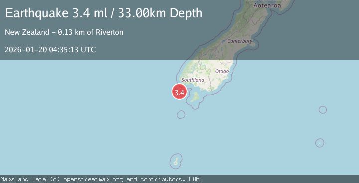 Map of OFF W. COAST OF S. ISLAND, N.Z.