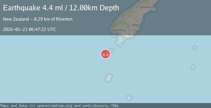 Map of OFF W. COAST OF S. ISLAND, N.Z.