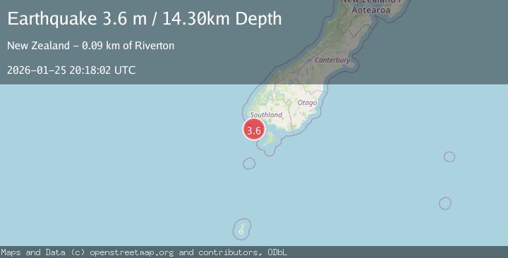 Map of OFF W. COAST OF S. ISLAND, N.Z.