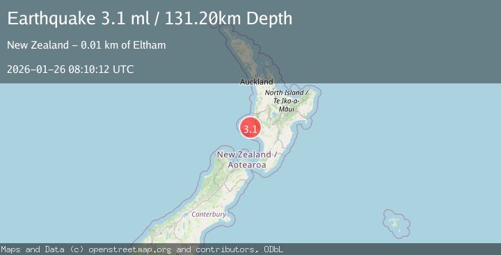 Map of NORTH ISLAND OF NEW ZEALAND