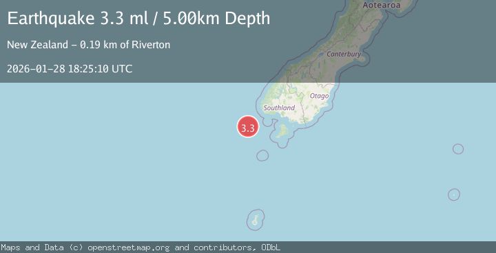 Map of OFF W. COAST OF S. ISLAND, N.Z.