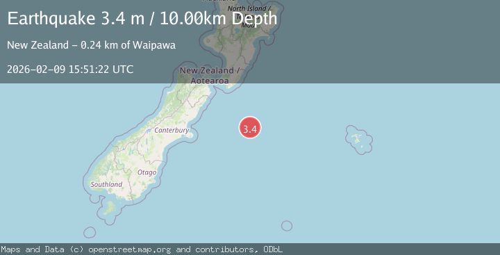 Map of OFF E. COAST OF S. ISLAND, N.Z.