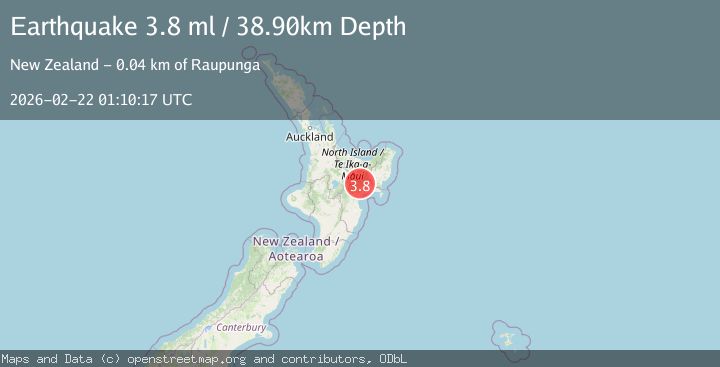 Map of NORTH ISLAND OF NEW ZEALAND