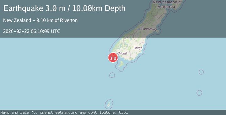 Map of OFF W. COAST OF S. ISLAND, N.Z.