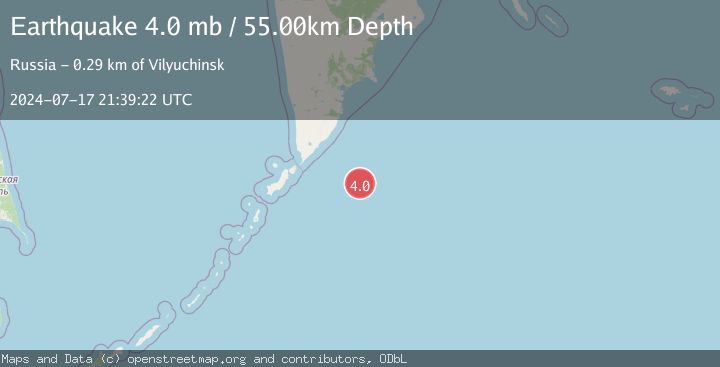 Map of EAST OF KURIL ISLANDS