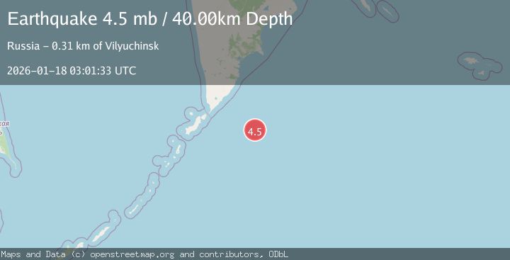 Map of EAST OF KURIL ISLANDS