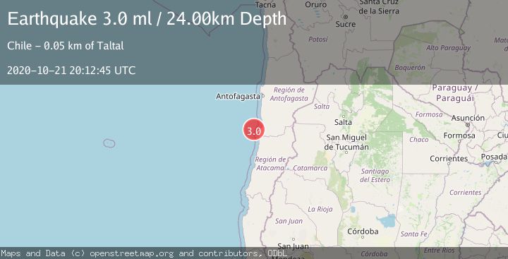 Map of OFFSHORE ANTOFAGASTA, CHILE