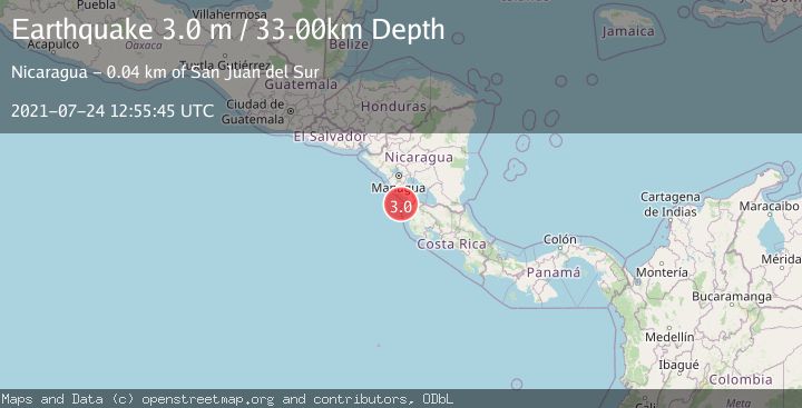 Map of NEAR COAST OF NICARAGUA