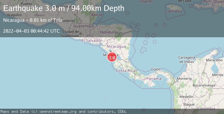 Map of NEAR COAST OF NICARAGUA