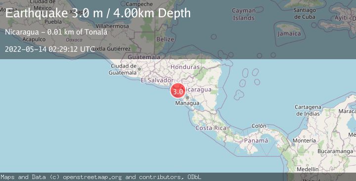 Map of NEAR COAST OF NICARAGUA