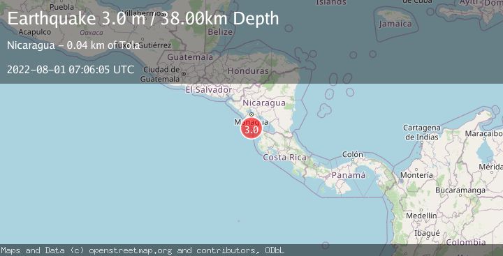 Map of NEAR COAST OF NICARAGUA