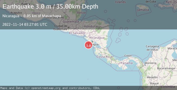 Map of NEAR COAST OF NICARAGUA