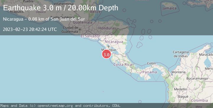 Map of NEAR COAST OF NICARAGUA
