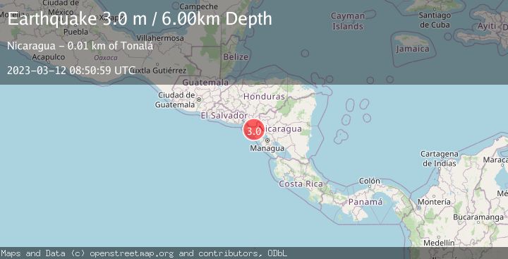 Map of NEAR COAST OF NICARAGUA