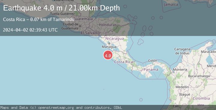 Map of OFF COAST OF COSTA RICA