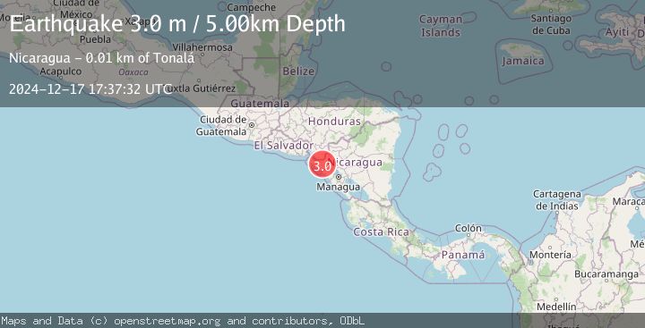 Map of NEAR COAST OF NICARAGUA