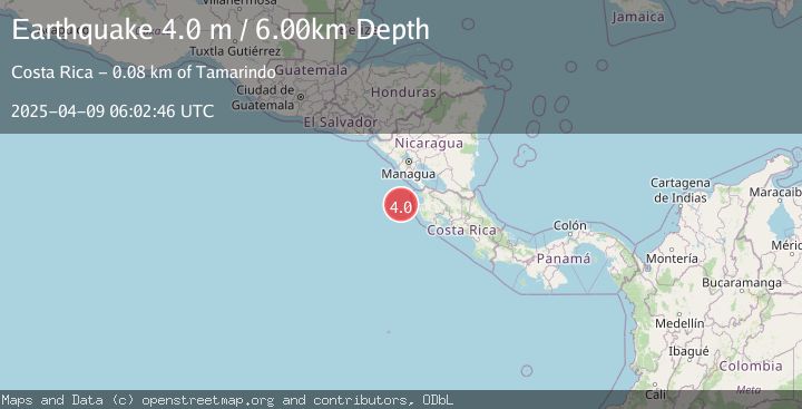Map of OFF COAST OF COSTA RICA